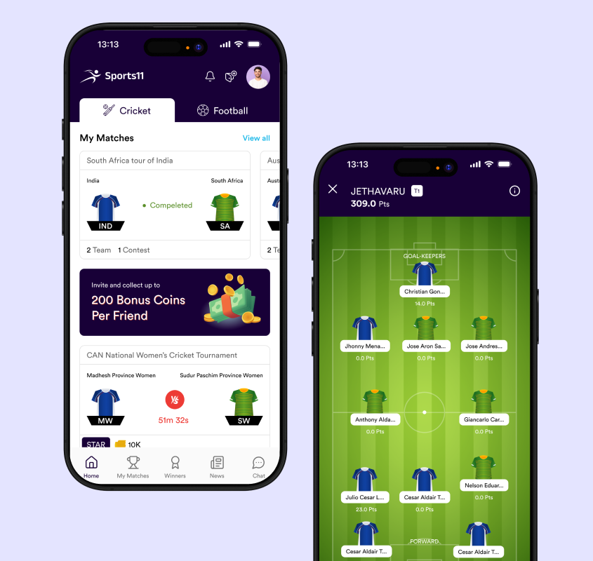 Sports11 app - real-time match updates and scores