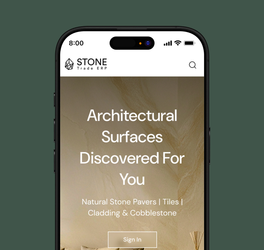 Stone Trade ERP app - real-time order tracking interface